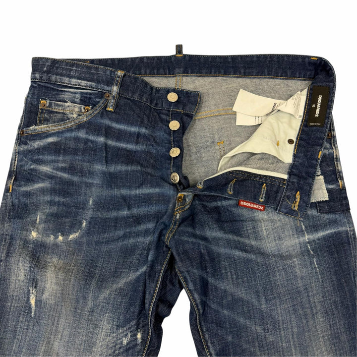 Discounted Great DSQUARED2 Denim pants Cool Guy Jean patchwork Indigo blue