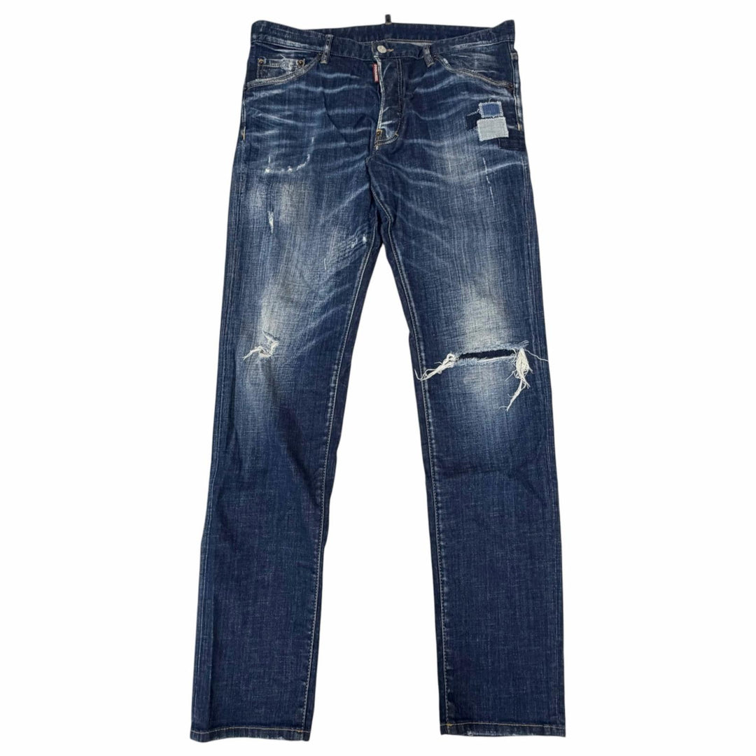 Discounted Great DSQUARED2 Denim pants Cool Guy Jean patchwork Indigo blue