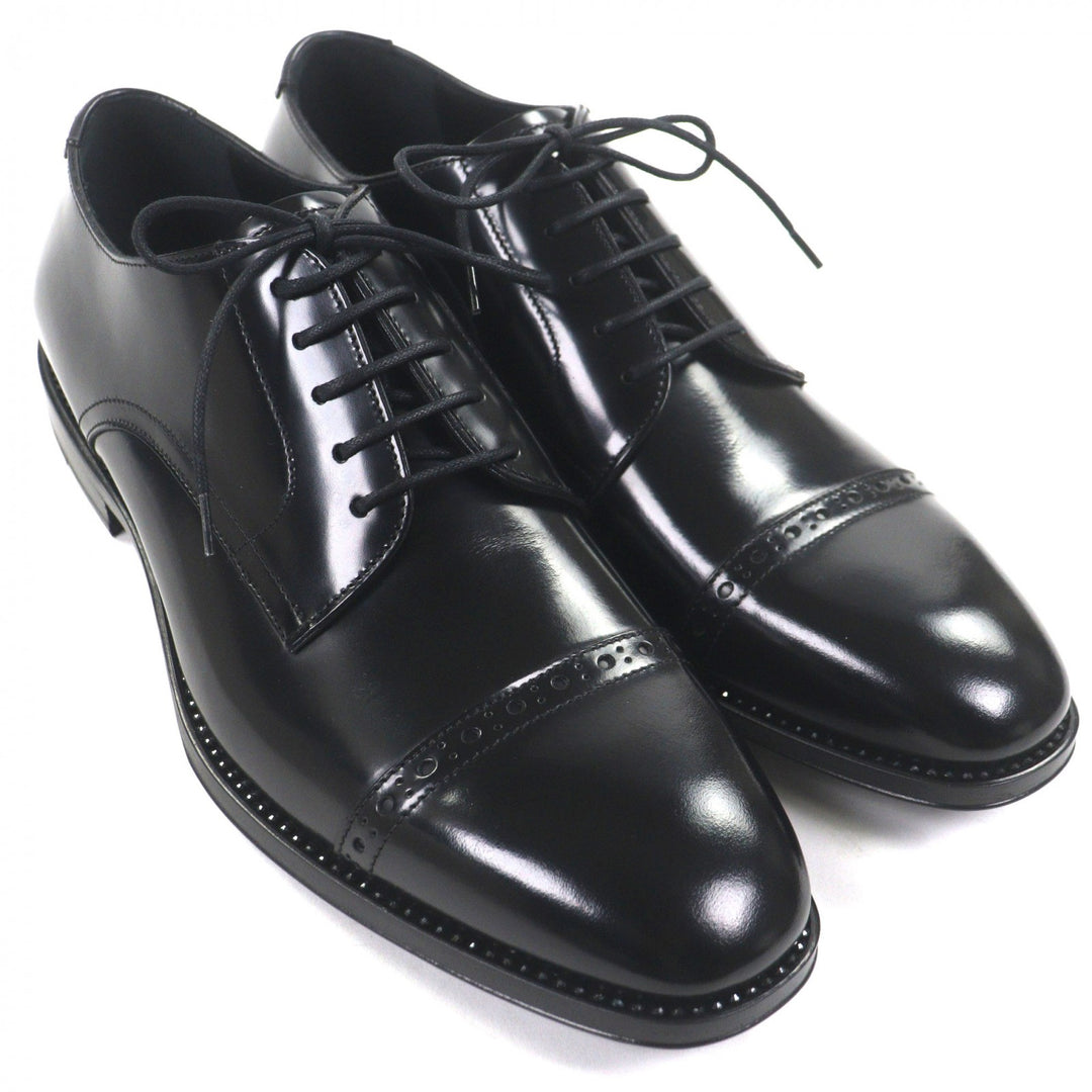 Pristine JIMMY CHOO Leather shoes Crystal Welt black leather mens 41 173PENN