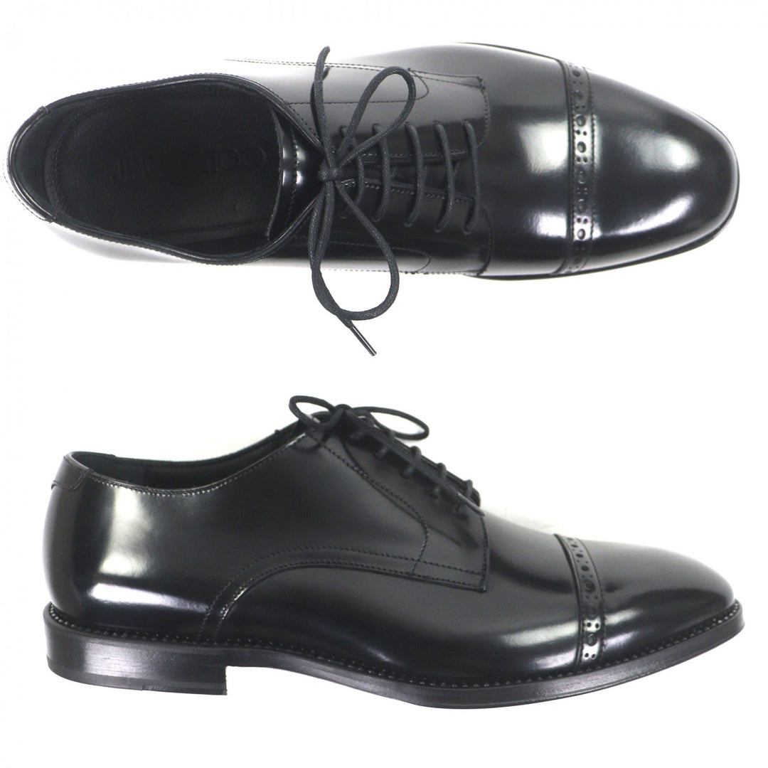 Pristine JIMMY CHOO Leather shoes Crystal Welt black leather mens 41 173PENN