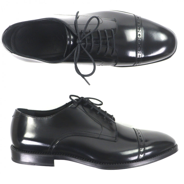 Pristine JIMMY CHOO Leather shoes Crystal Welt black leather mens 41 173PENN