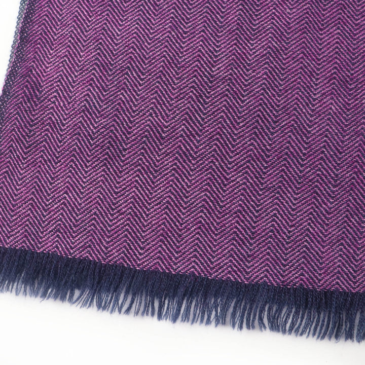 Great HERMES Stall H Logo Leather Patch Large Shawl purple cashmere Women