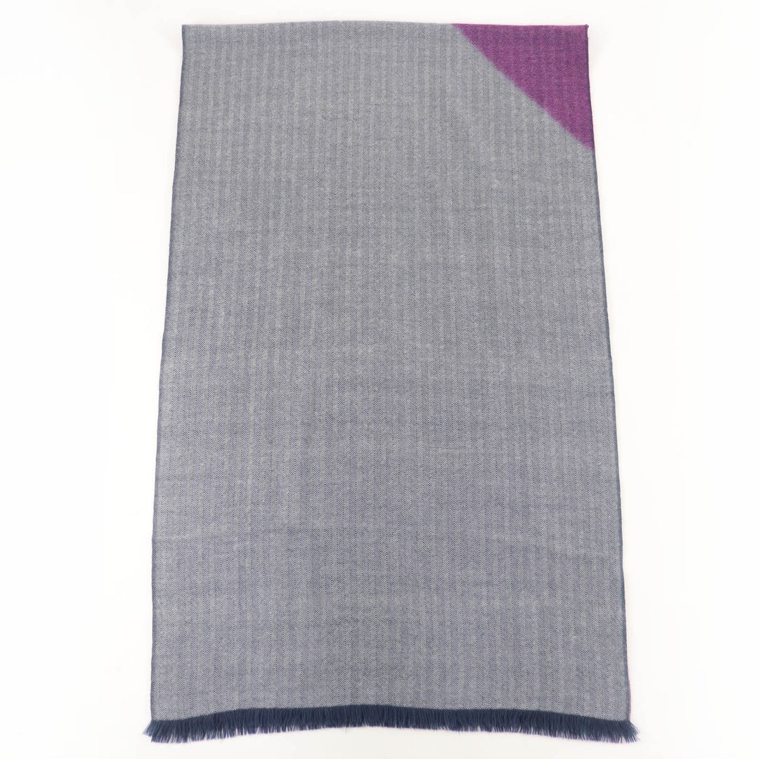 Great HERMES Stall H Logo Leather Patch Large Shawl purple cashmere Women