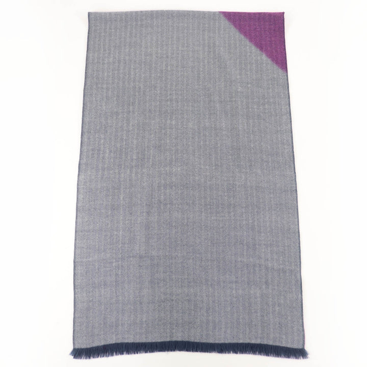 Great HERMES Stall H Logo Leather Patch Large Shawl purple cashmere Women