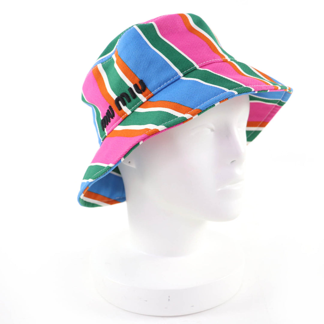 Great MIUMIU hat Logo embroidery bucket hat multicolor cotton Women M 5HC196
