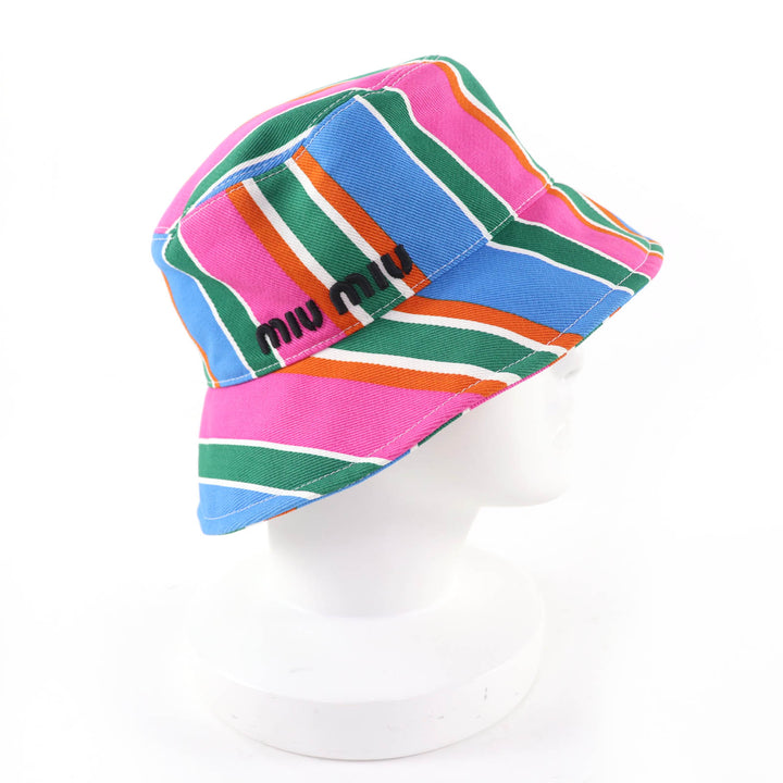 Great MIUMIU hat Logo embroidery bucket hat multicolor cotton Women M 5HC196