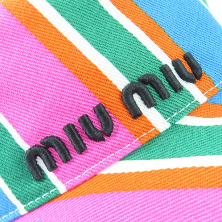 Great MIUMIU hat Logo embroidery bucket hat multicolor cotton Women M 5HC196