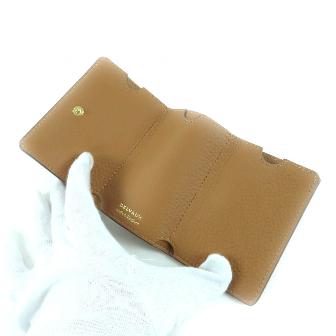 Excellent DELVAUX Tri-fold wallet Presse Trifold Wallet Brown leather AB0561A0Y