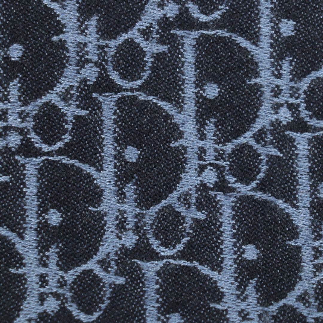 Great DIOR Scarf Oblique fringed stole blue cashmere mens 93E008A0320