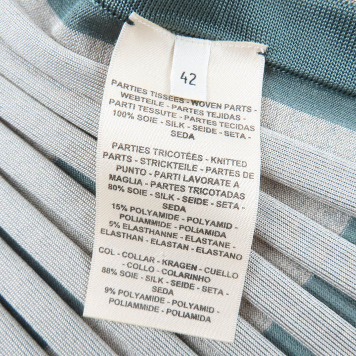 Excellent HERMES one piece Twill Rail Long Sleeve Knit green silk 42 2H2837D5