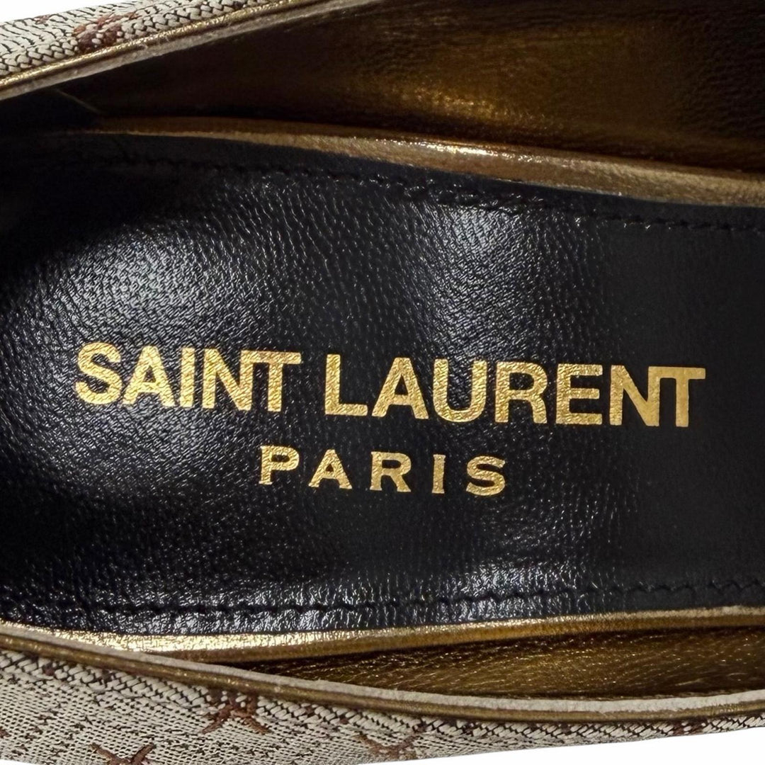 Excellent SAINT LAURENT PARIS pumps Brown fabric Women 35 639634