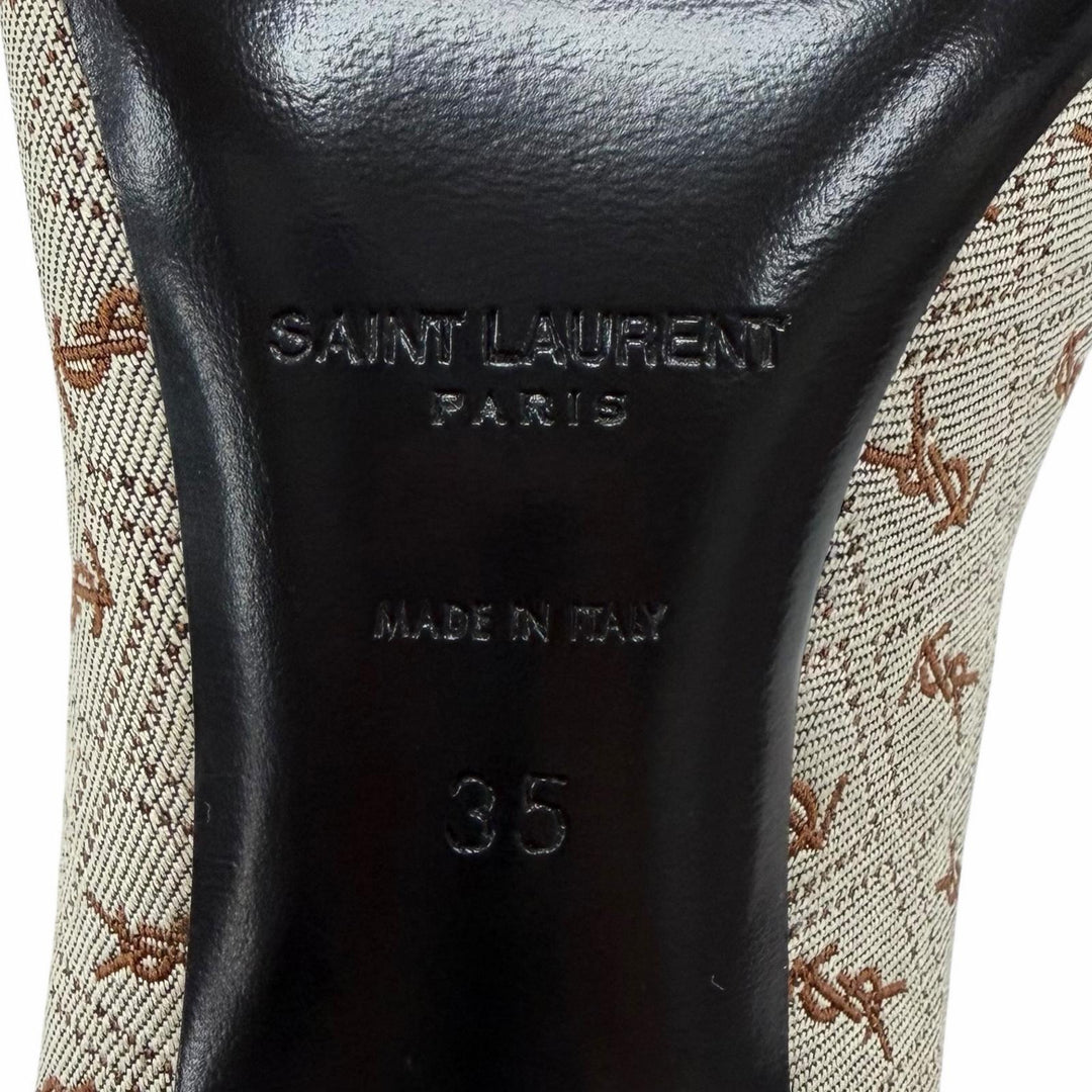 Excellent SAINT LAURENT PARIS pumps Brown fabric Women 35 639634
