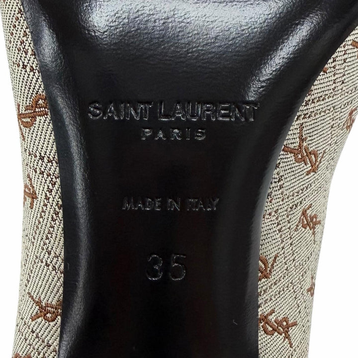 Excellent SAINT LAURENT PARIS pumps Brown fabric Women 35 639634
