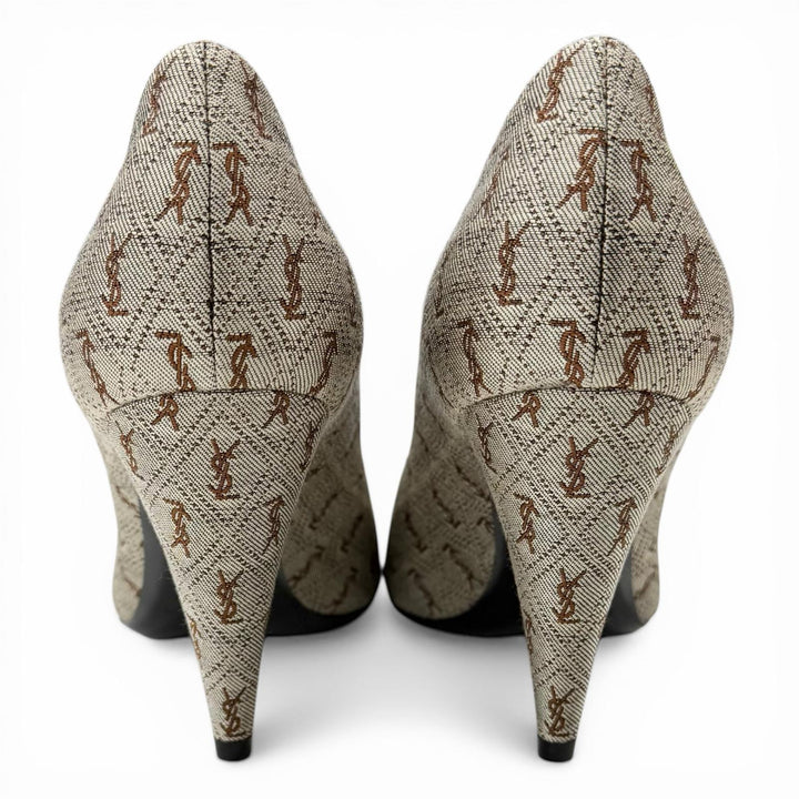 Excellent SAINT LAURENT PARIS pumps Brown fabric Women 35 639634