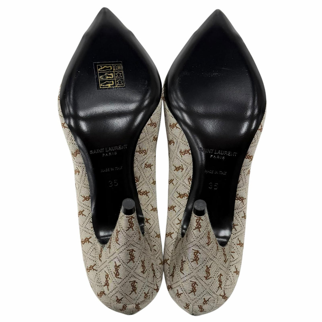 Excellent SAINT LAURENT PARIS pumps Brown fabric Women 35 639634