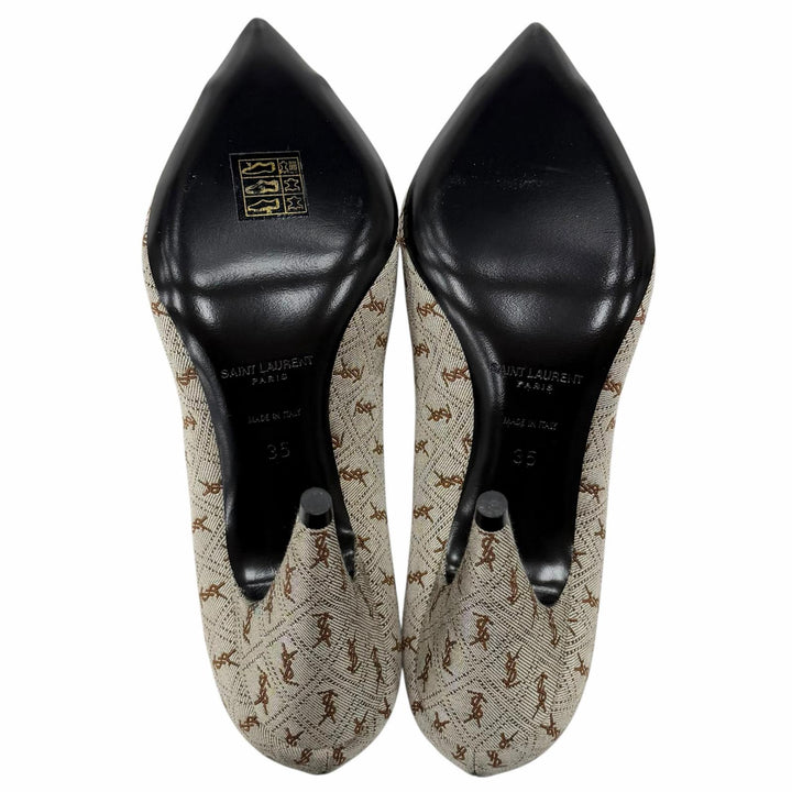 Excellent SAINT LAURENT PARIS pumps Brown fabric Women 35 639634