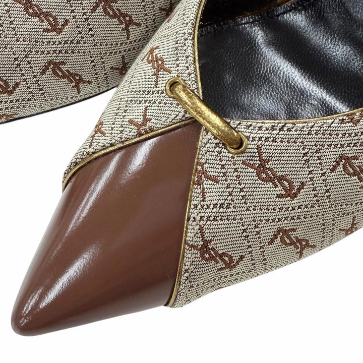 Excellent SAINT LAURENT PARIS pumps Brown fabric Women 35 639634