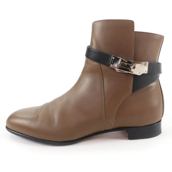 Great HERMES short boots Neo Kelly Buckle Leather Brown leather Women 37.5
