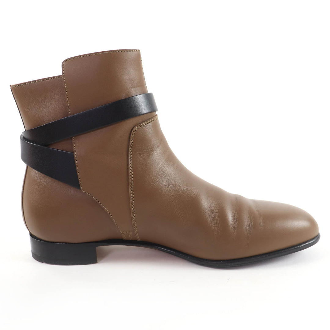 Great HERMES short boots Neo Kelly Buckle Leather Brown leather Women 37.5