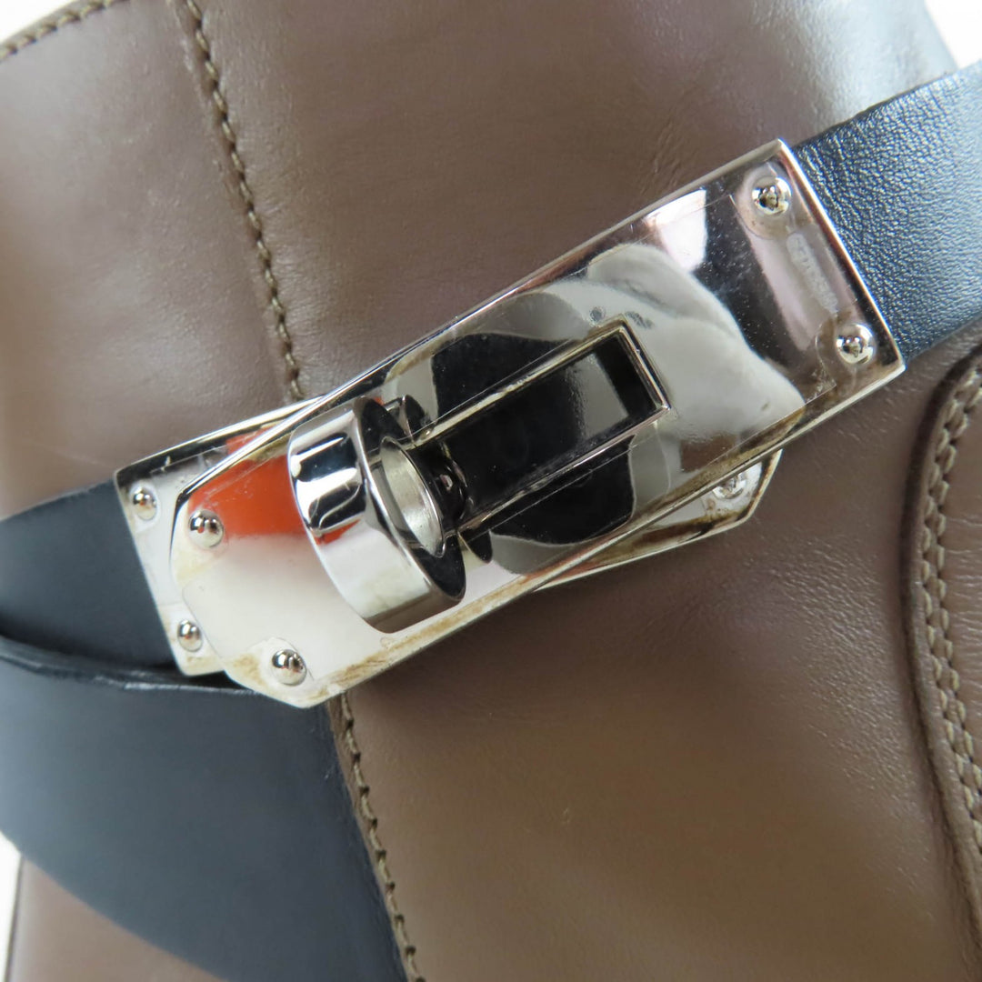 Great HERMES short boots Neo Kelly Buckle Leather Brown leather Women 37.5