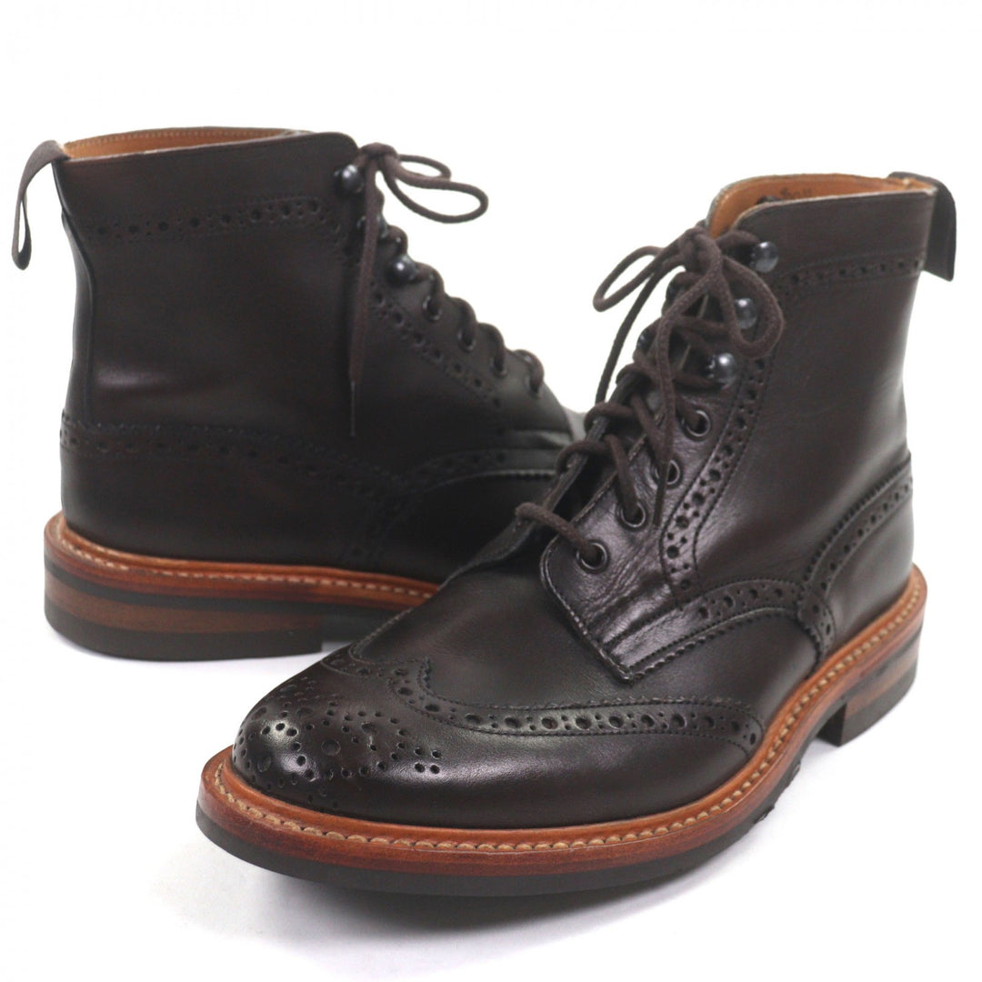 Excellent Tricker's boots Dark brown leather mens 8.5 M7018