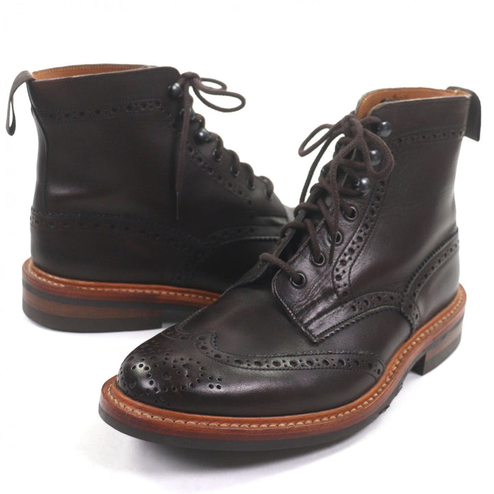 Excellent Tricker's boots Dark brown leather mens 8.5 M7018