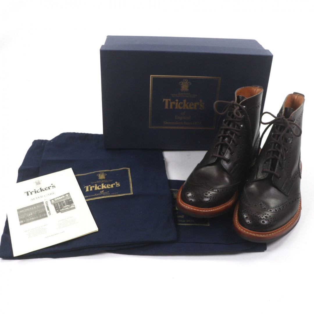 Excellent Tricker's boots Dark brown leather mens 8.5 M7018