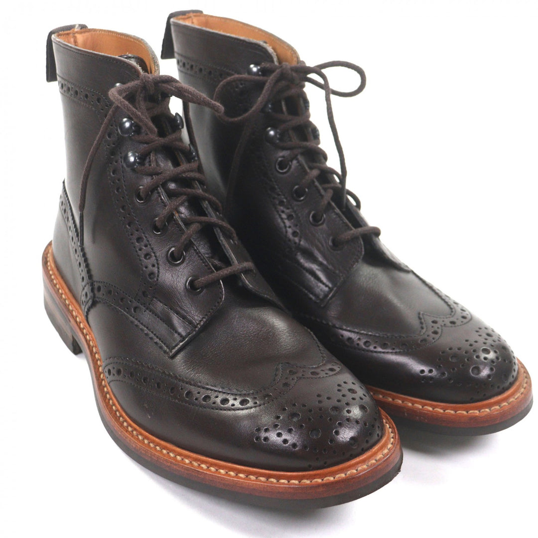 Excellent Tricker's boots Dark brown leather mens 8.5 M7018