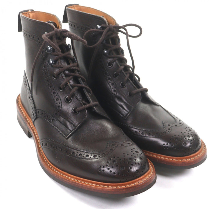 Excellent Tricker's boots Dark brown leather mens 8.5 M7018