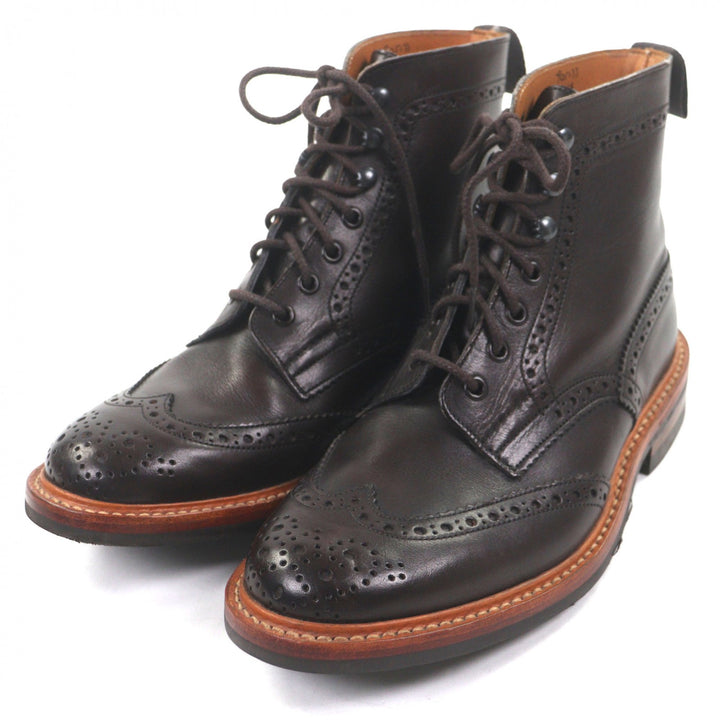 Excellent Tricker's boots Dark brown leather mens 8.5 M7018