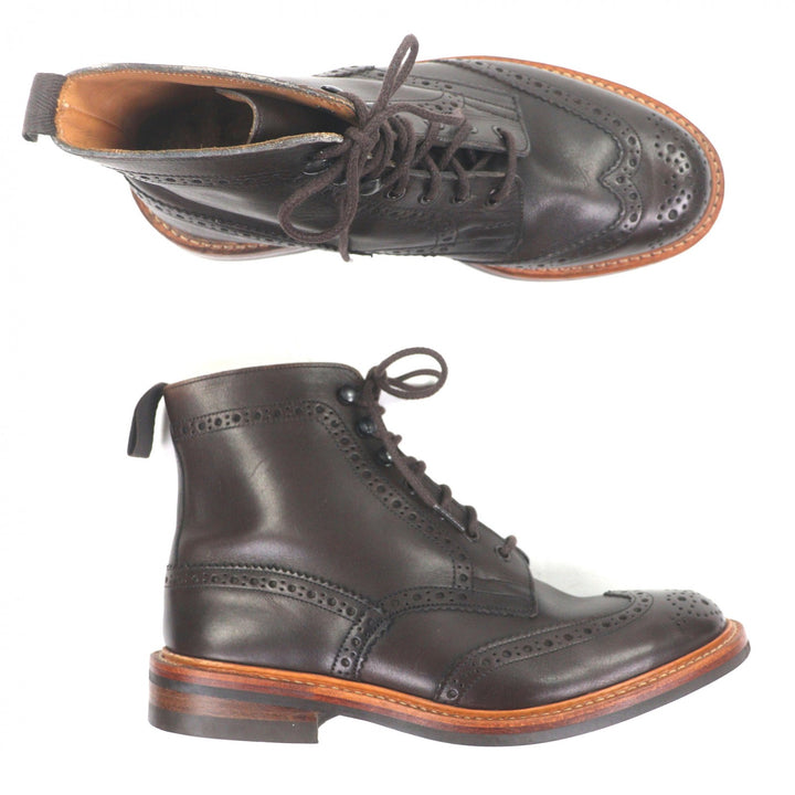 Excellent Tricker's boots Dark brown leather mens 8.5 M7018