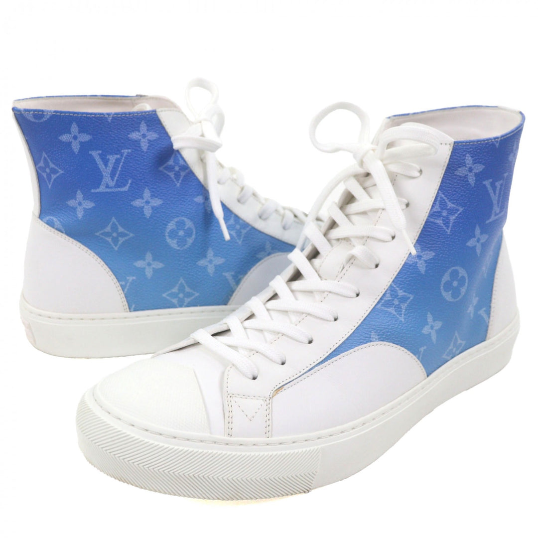 Great LOUIS VUITTON High cut sneakers blue Monogram canvas mens 8.5
