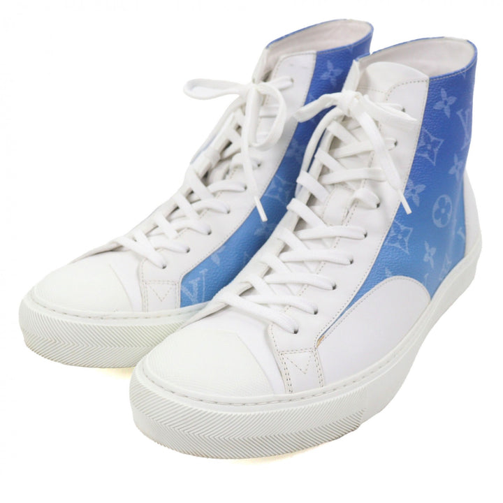 Great LOUIS VUITTON High cut sneakers blue Monogram canvas mens 8.5