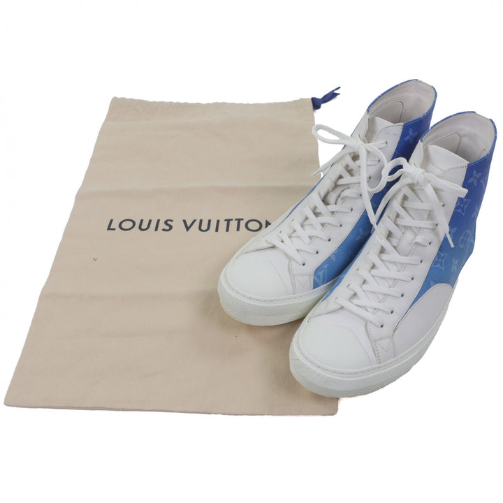 Great LOUIS VUITTON High cut sneakers blue Monogram canvas mens 8.5
