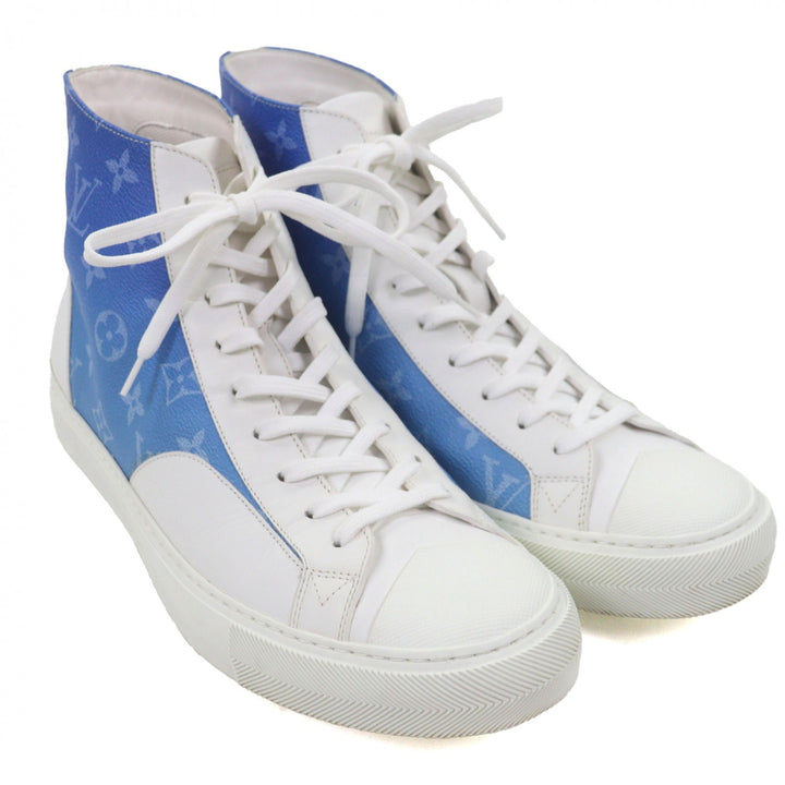 Great LOUIS VUITTON High cut sneakers blue Monogram canvas mens 8.5