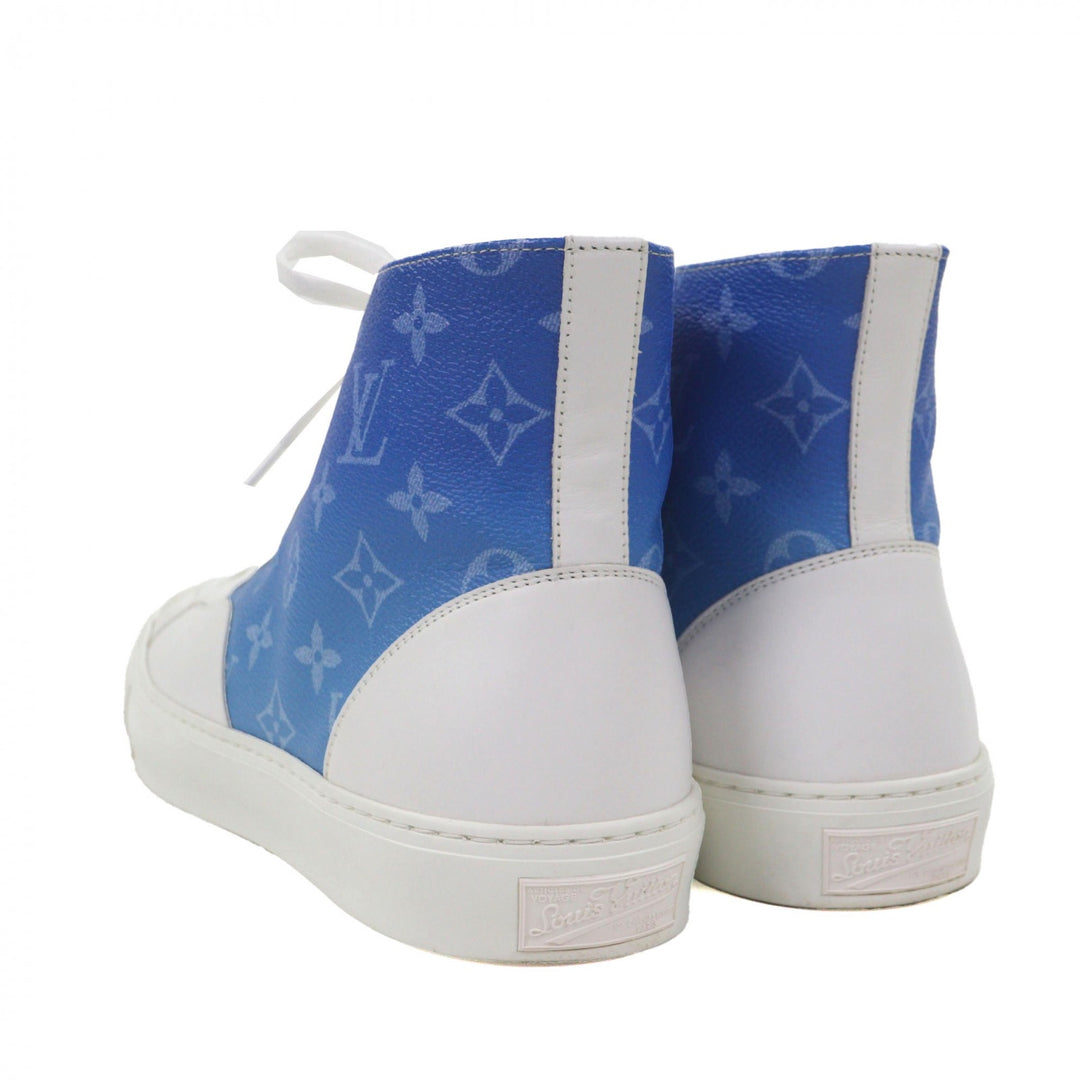 Great LOUIS VUITTON High cut sneakers blue Monogram canvas mens 8.5