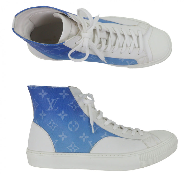 Great LOUIS VUITTON High cut sneakers blue Monogram canvas mens 8.5