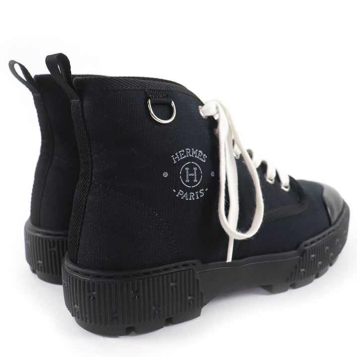 Excellent HERMES High cut sneakers Itineraire canvas black canvas Women 36