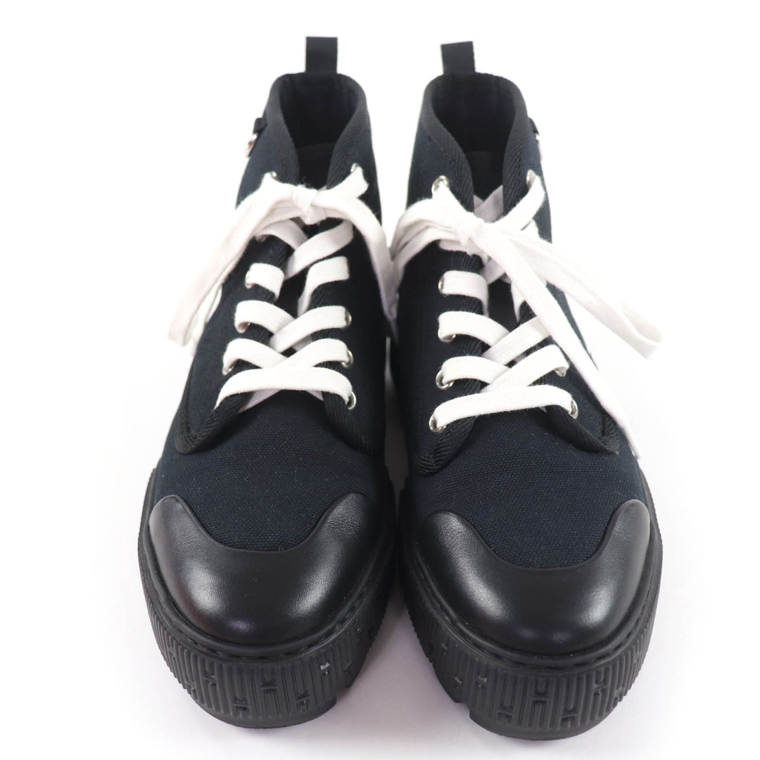 Excellent HERMES High cut sneakers Itineraire canvas black canvas Women 36