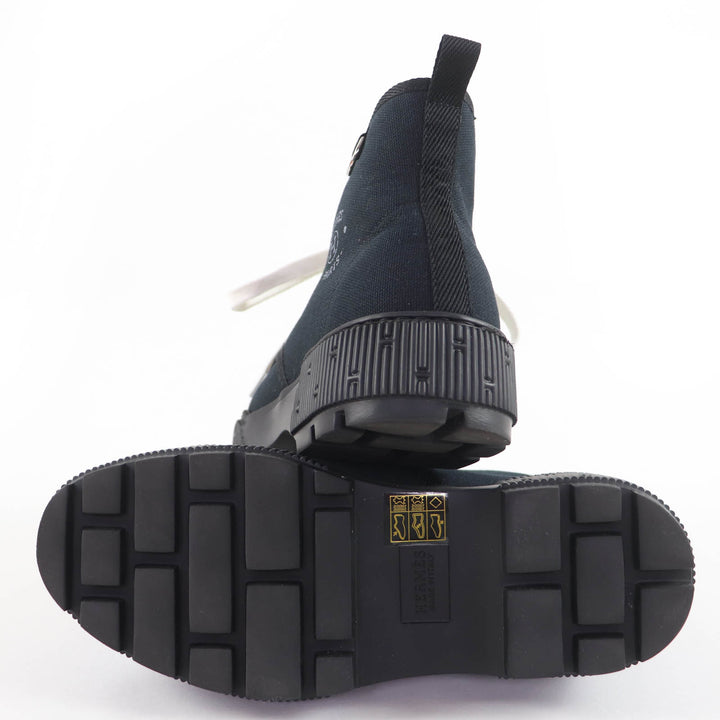 Excellent HERMES High cut sneakers Itineraire canvas black canvas Women 36