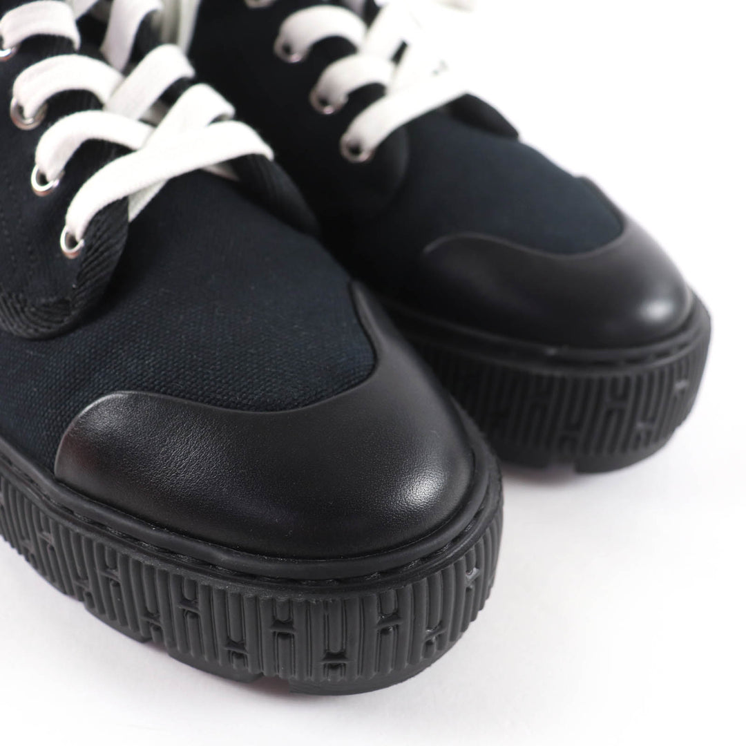Excellent HERMES High cut sneakers Itineraire canvas black canvas Women 36