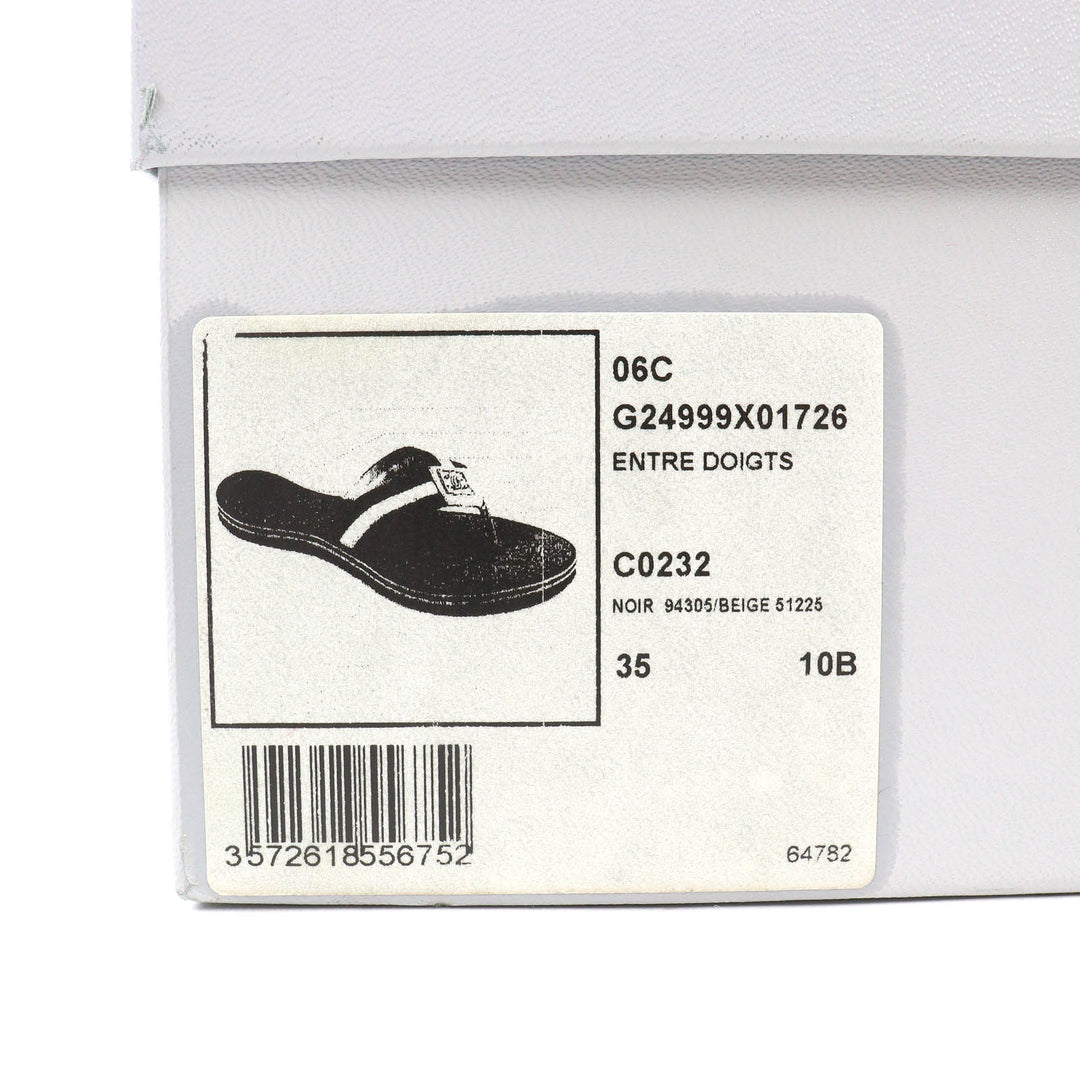 Great CHANEL ENTRE DOIGTS COCO Mark Wood Thong Sandals Beach Sandals 35 G24999