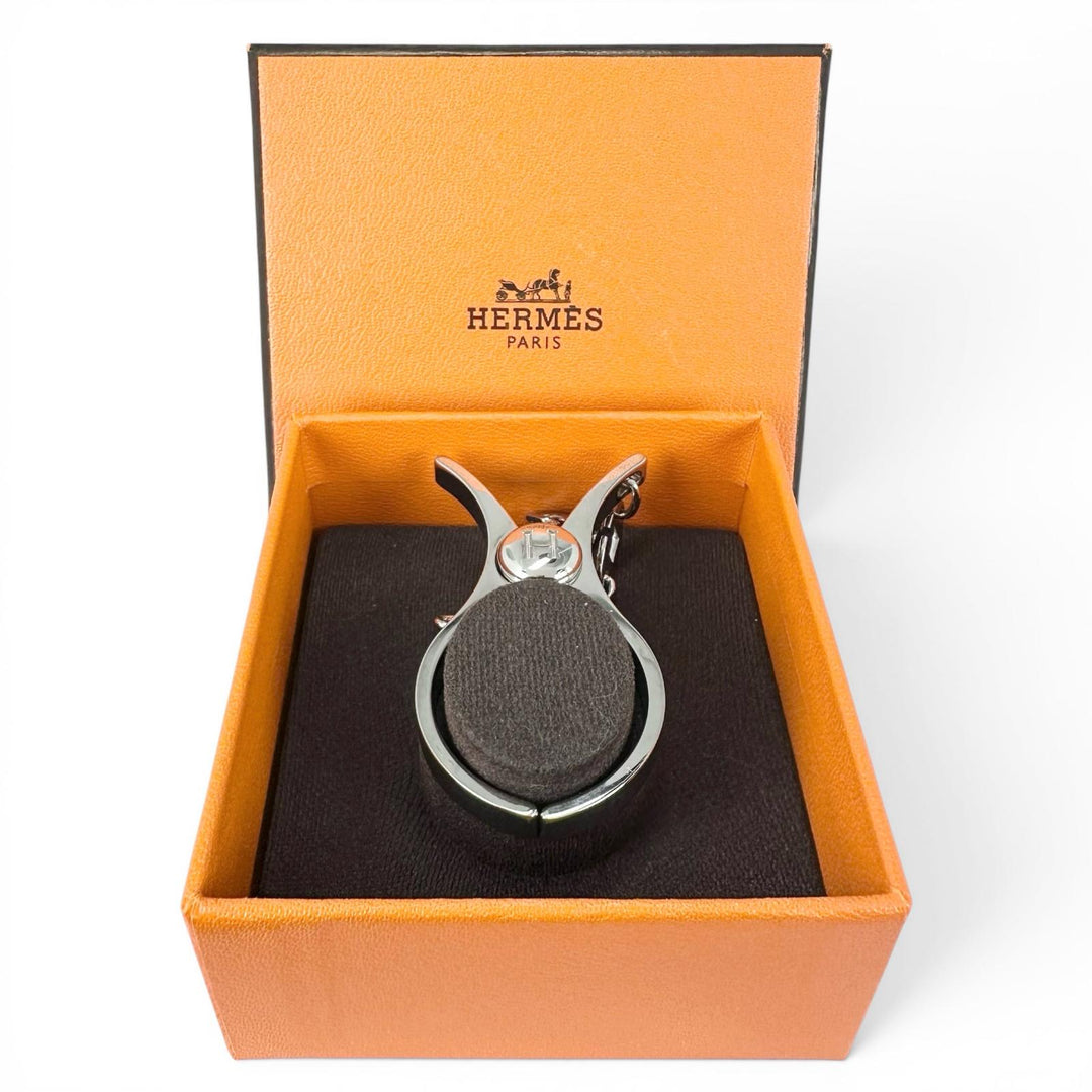 Excellent HERMES strap FILOU H logo glove holder Silver Women