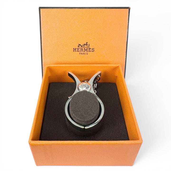 Excellent HERMES strap FILOU H logo glove holder Silver Women