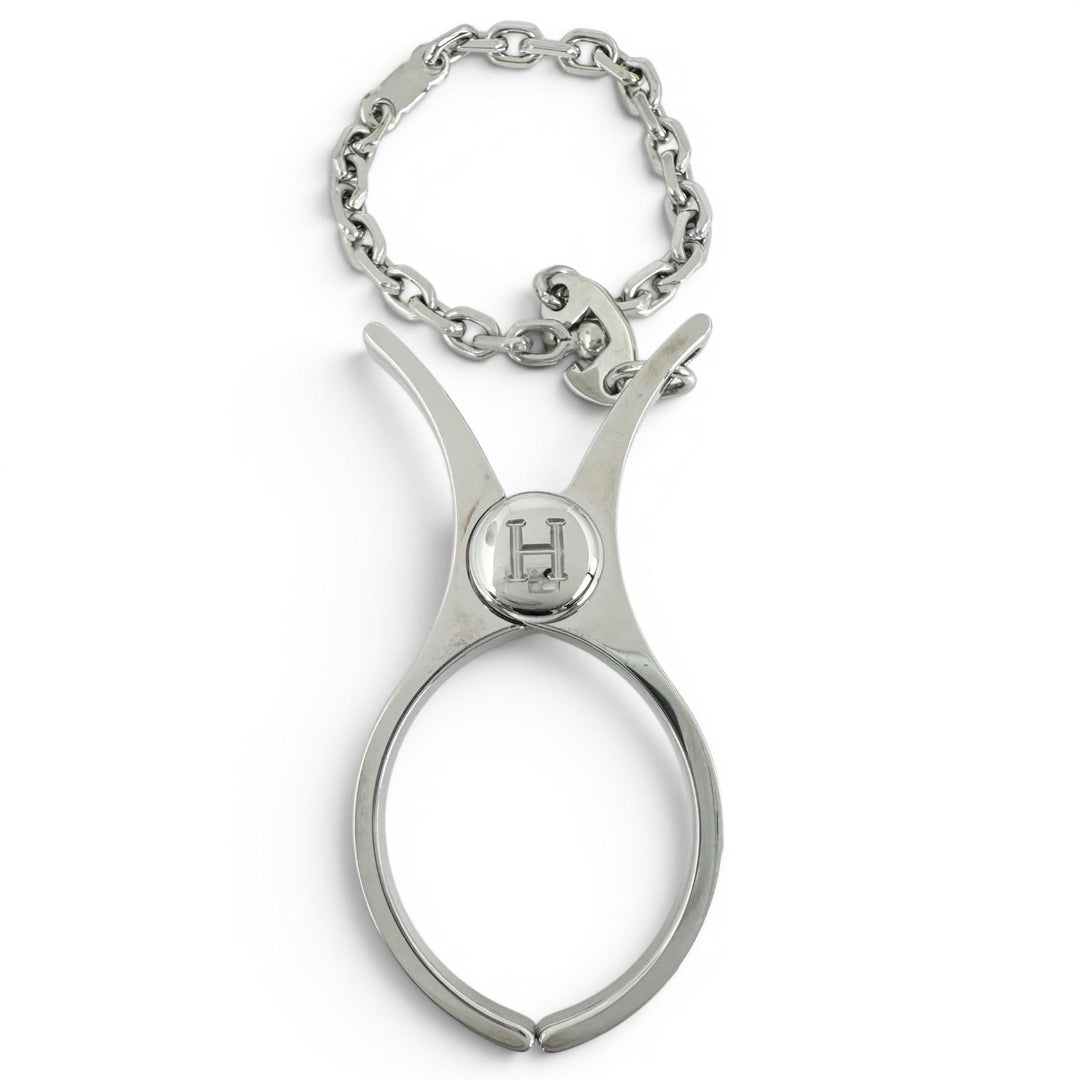 Excellent HERMES strap FILOU H logo glove holder Silver Women