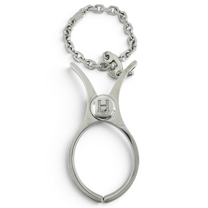 Excellent HERMES strap FILOU H logo glove holder Silver Women