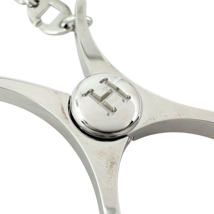 Excellent HERMES strap FILOU H logo glove holder Silver Women