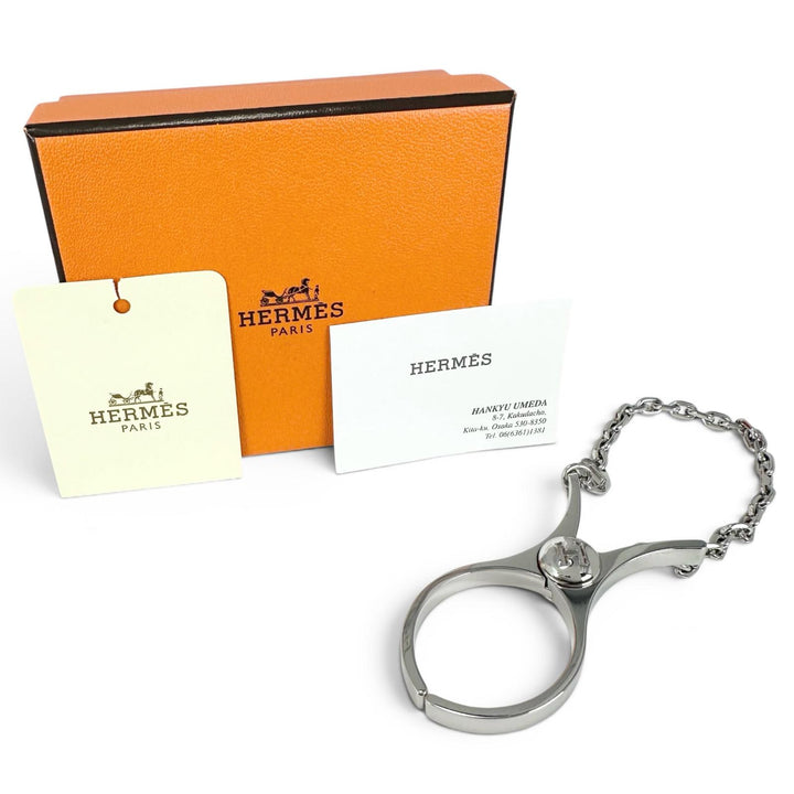 Pristine HERMES strap FILOU H logo glove holder Silver Women
