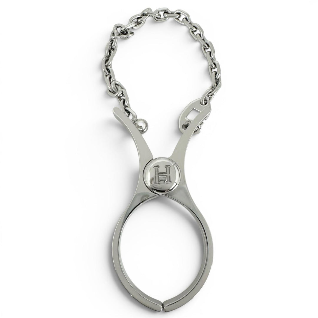 Pristine HERMES strap FILOU H logo glove holder Silver Women
