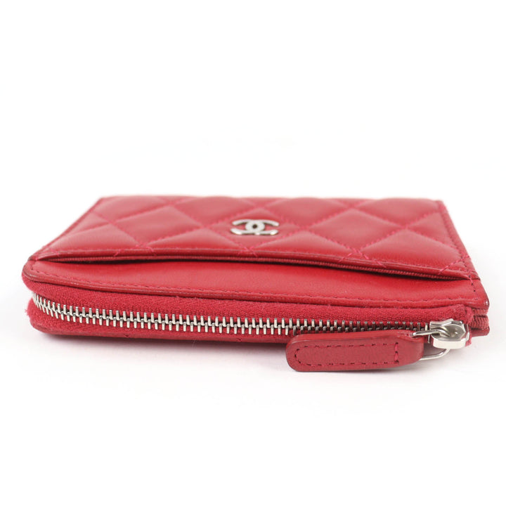 Discounted Very Good CHANEL Coin case COCO Mark Matelassé Lambskin Fragment Case Red Women